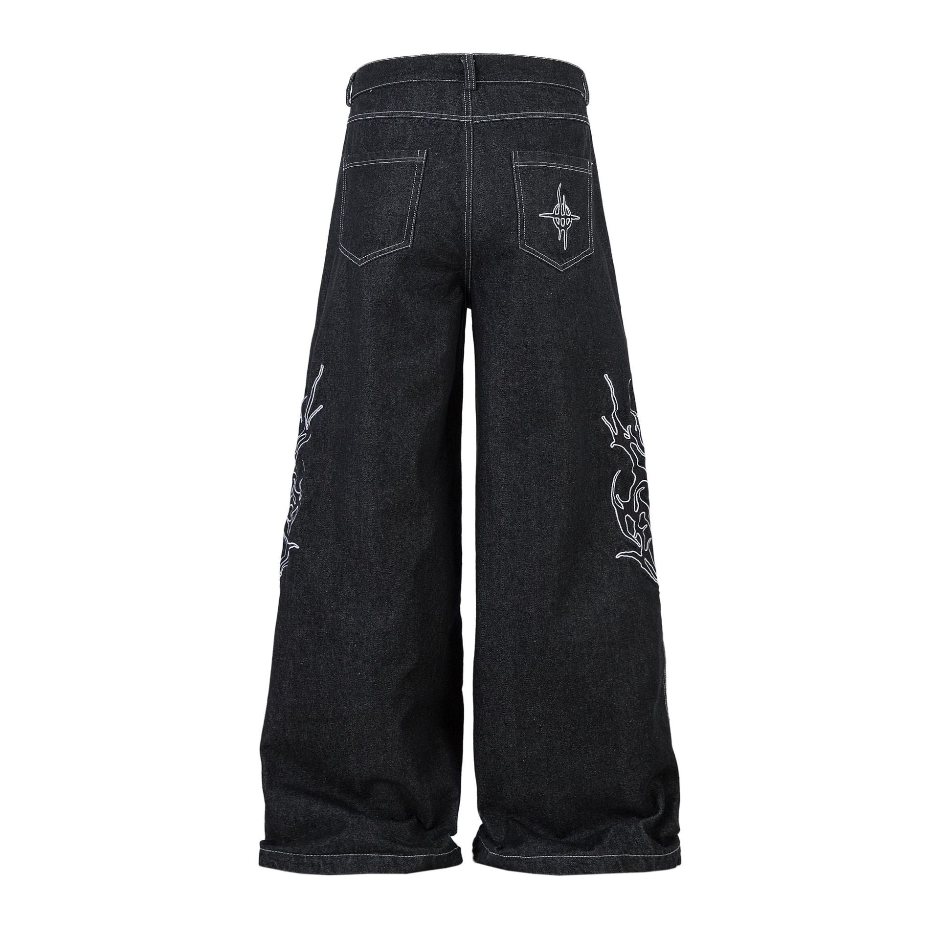 Retro Embroidered Denim Baggy Pants