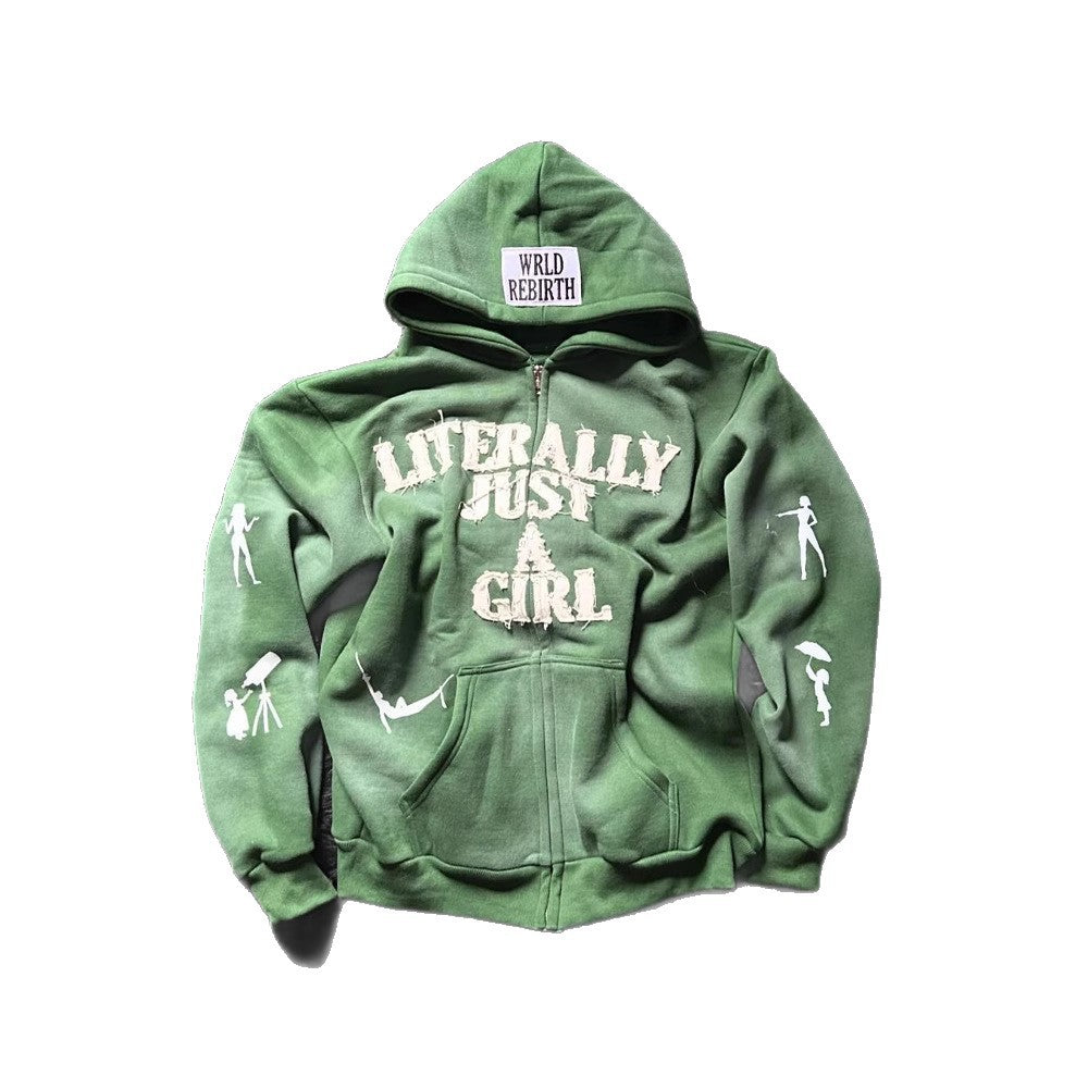 Y2K 3D Printed Zip Hoodie