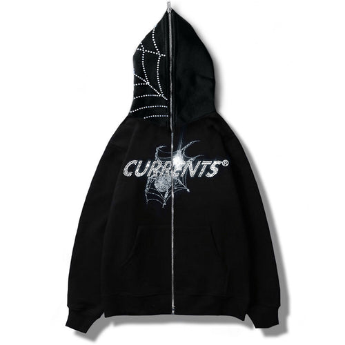 Y2K Diamond Print Hooded Cardigan