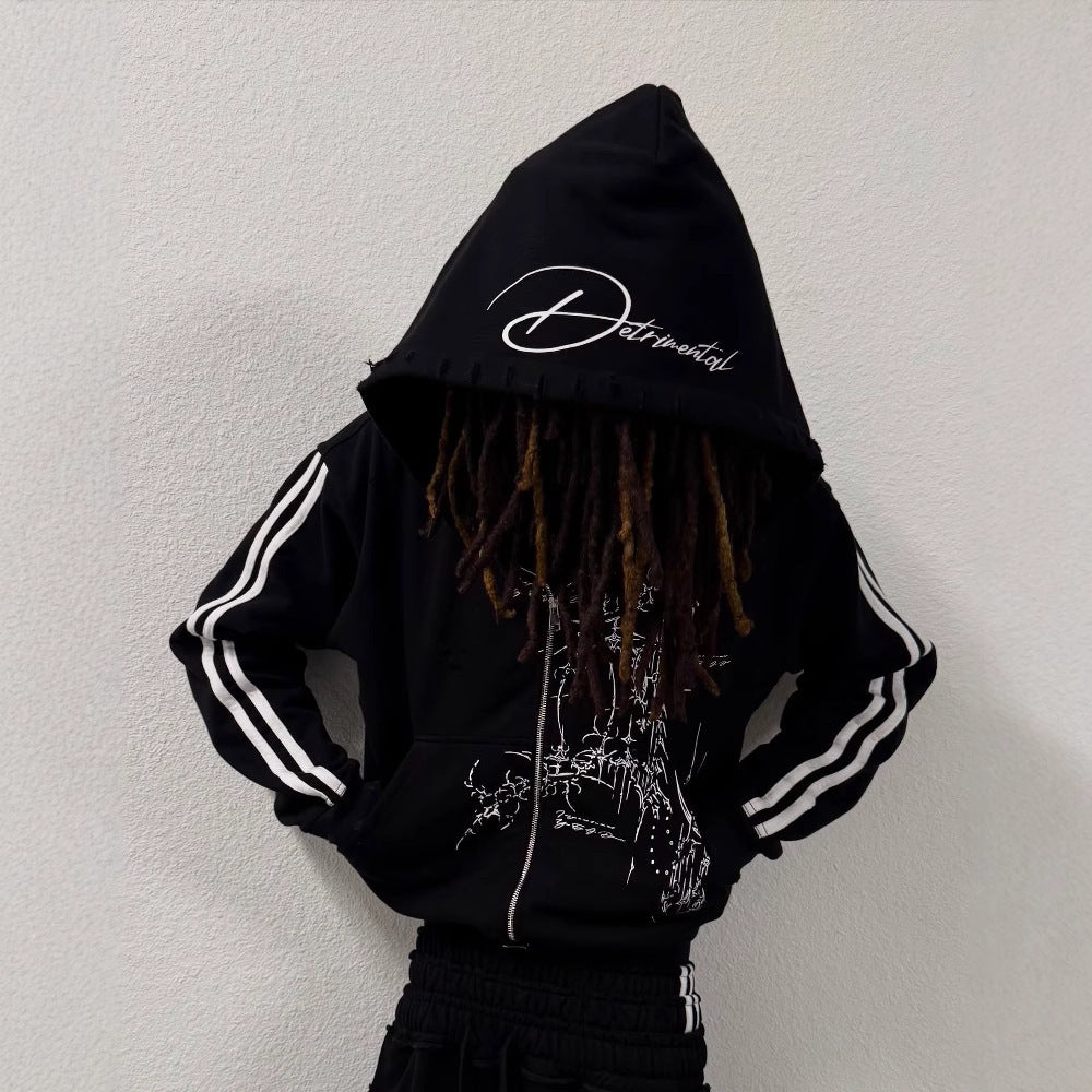 Gothic Y2K Zipper Sweatshirt Streetwear Pullover