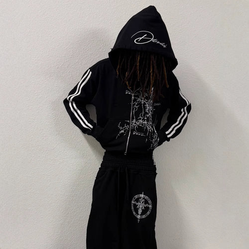Gothic Y2K Zipper Sweatshirt Streetwear Pullover